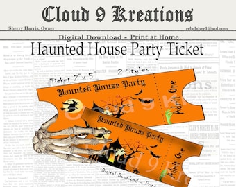 Halloween Haunted House Party Ticket, Halloween Haunted House Ticket Invitation, Haunted House Ticket, Halloween Haunted House Invitation