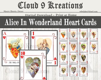 Alice In Wonderland Playing Cards, Alice In Wonderland Cards, Digital Alice In Wonderland Cards, Printable Alice In Wonderland Cards