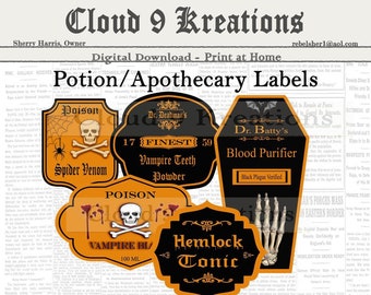 Halloween Potion Labels, Apothecary Labels, Halloween Potion Bottle Labels, Halloween Apothecary Labels, Potion Labels