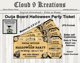 OUIJA BOARD HALLOWEEN Ticket Party Invitation Halloween Party Ticket Printable Party Invitation Customizable Halloween Printable Invitation