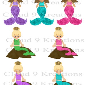 Sweet Little Mermaids Digital Collage Sheet