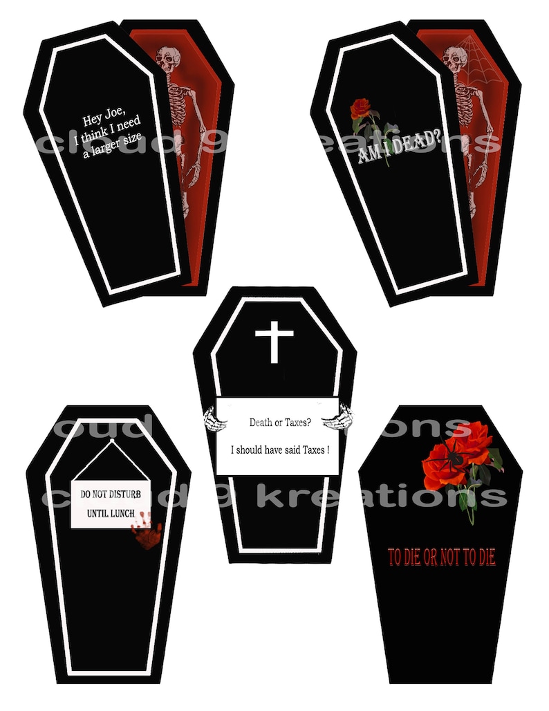 Halloween Coffin Tags, Halloween Tags, Halloween Gift Tags, Halloween Decals, Halloween Stickers, Digital Tags, Digital Stickers, image 3