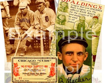 Vintage Baseball Digital Collage Sheet 2