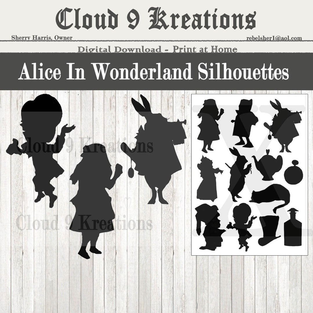 Digital Alice in Wonderland, Alice in Wonderland Silhouettes, Alice in ...