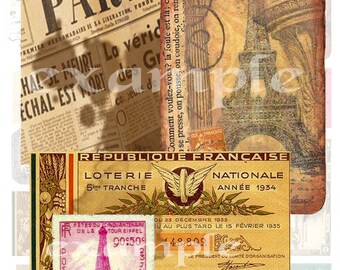 French Ephemera Junk Journal Collage Sheet Scrapbook Clipart