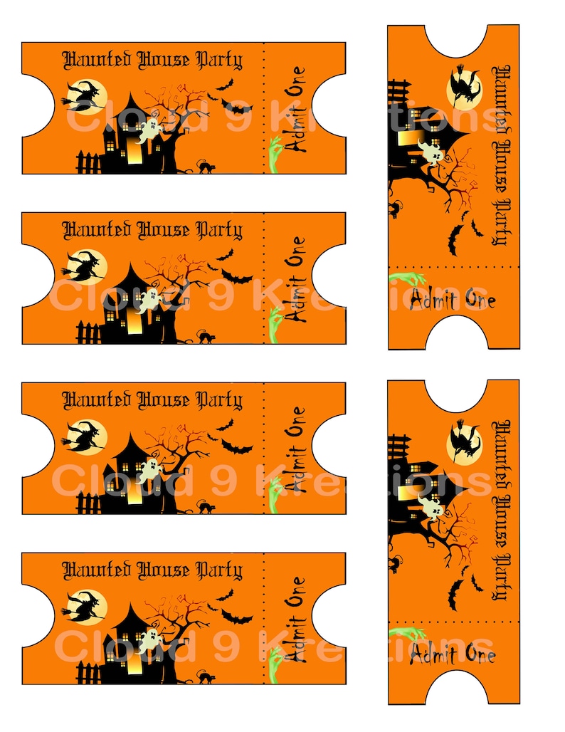 Halloween Haunted House Party Ticket, Halloween Haunted House Ticket