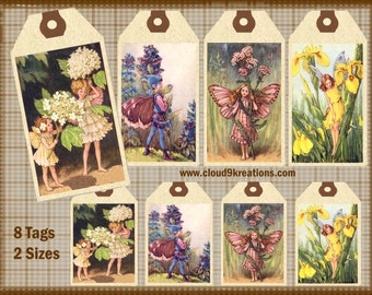Flower Fairies Gift/Hang  Tags Digital Collage Sheet