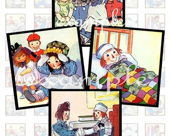 Johnny Gruelle Raggedy Ann And Andy Inchies...1X1...Digital Collage Sheet Digital Download Printable Clipart