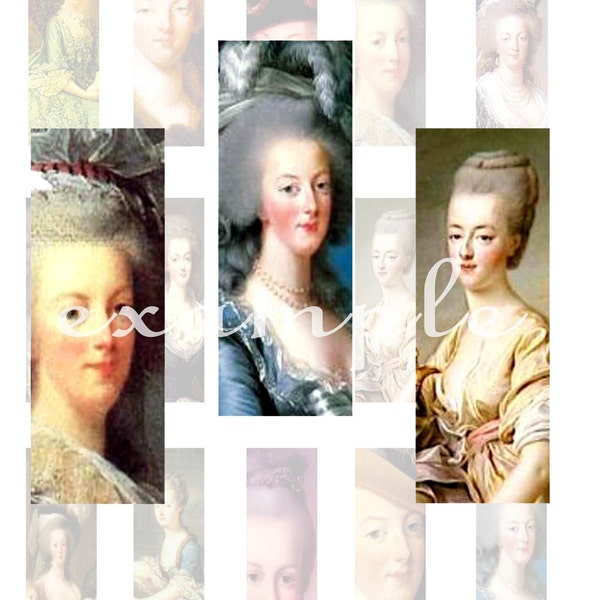 Marie Antoinette 1X3 Inch...Microscope Slides...Digital Collage Sheet - France, French, Jewelry, Craft, Embellishment