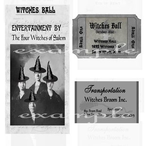 Witches Ball Digital Collage Sheet - Halloween Digital Download Printable Clipart