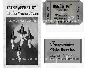 Witches Ball Digital Collage Sheet - Halloween Digital Download Printable Clipart