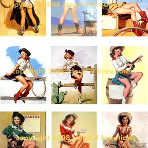 Western Cowgirl Pinups 1 Digital Collage Sheet