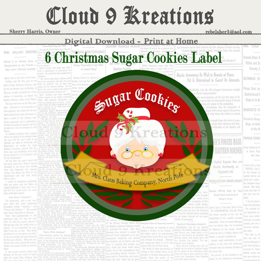 Christmas Sugar Cookie Labels Digital Collage Sheet Digital Etsy