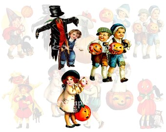 Halloween Vintage Kids Digital Collage Sheet 2