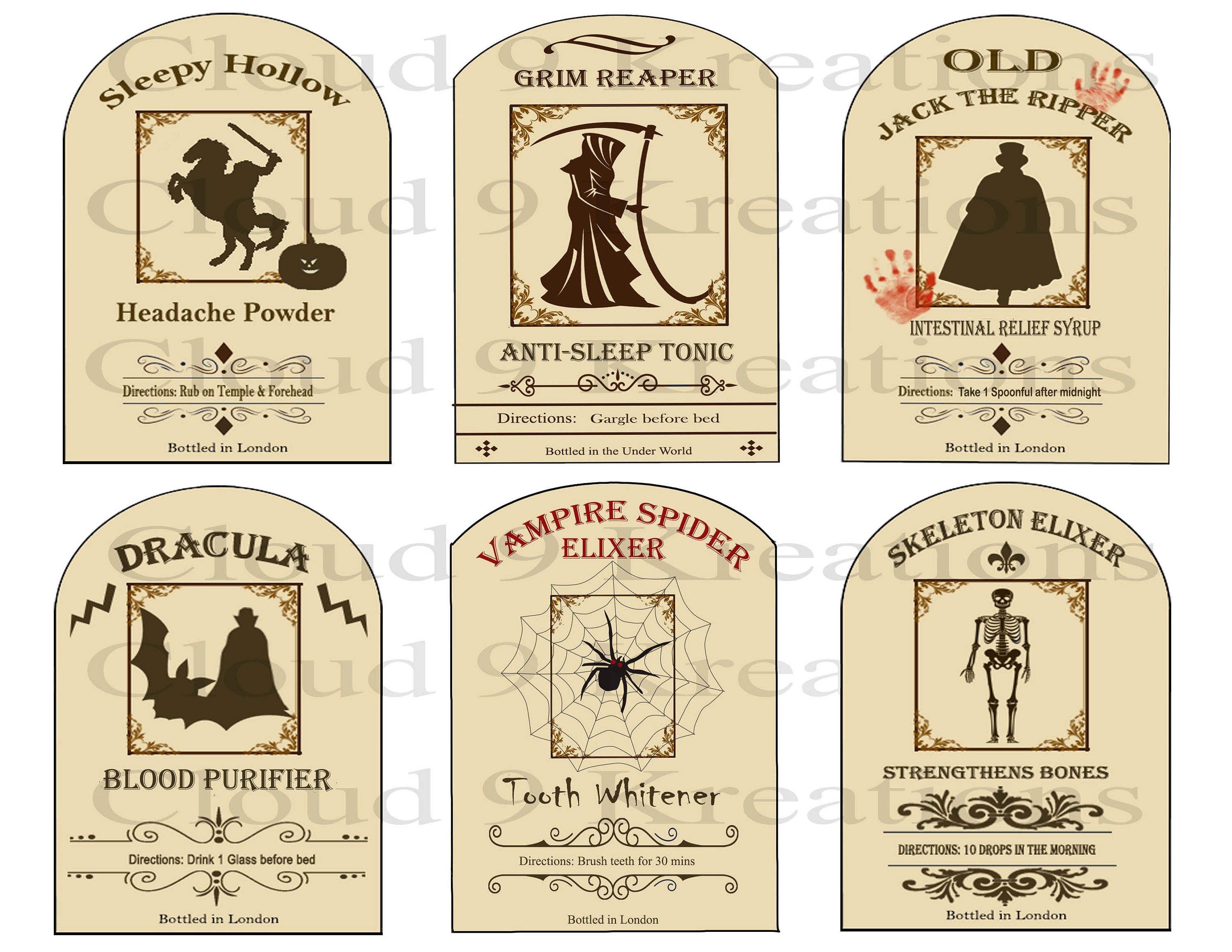 halloween apothecary labels