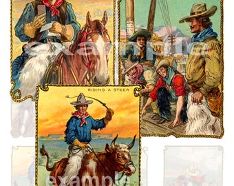 Vintage Cowboy Art...Western...Digital Collage Sheet 2