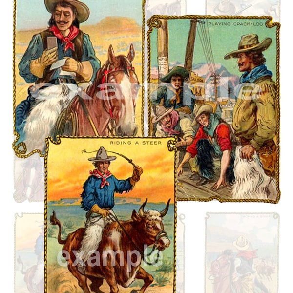 Vintage Cowboy Art...Western...Digital Collage Sheet 2