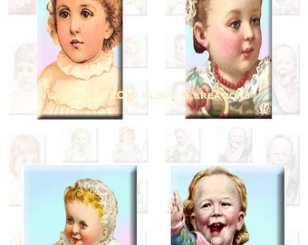 Victorian Babies...1x1 (Inchies) and 1x2 Inch...Digital Collage Sheet - Jewelry, Dominos