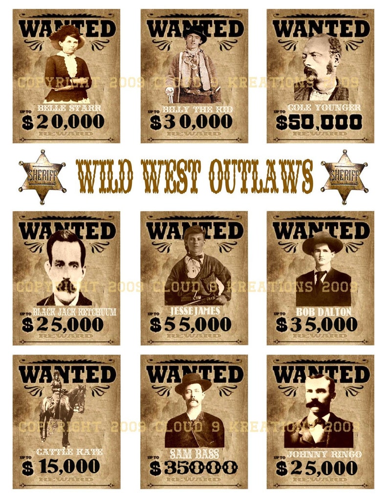 Western Wanted Posters, Western Outlaws, Outlaw Posters, Western Outlaws Posters, Outlaw Wanted Posters, Wanted Posters, West, image 3