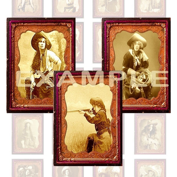 Rogues Gallery - Tintype Framed Vintage Cowgirls...1.5X2 In...Digital Collage Sheet - Jewelry, Scrapbook, ATC, Card, Western