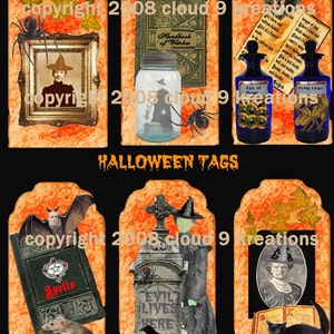 Halloween Tags, Witch Tags, Halloween, Tags, Junk Journal, Digital Collage Sheet, Digital Download, Digital Tags, Scrapbook Tags