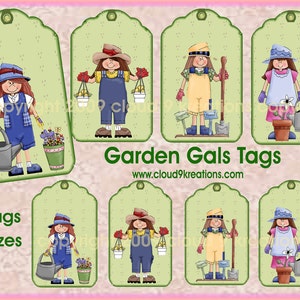 Garden Gals Gift/Hang Tags - No Words - Digital Collage Sheet