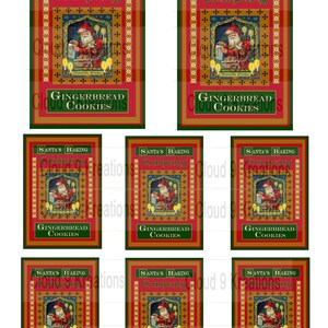 Christmas Gingerbread Cookie Labels, Gingerbread Cookie Labels, Vintage ...