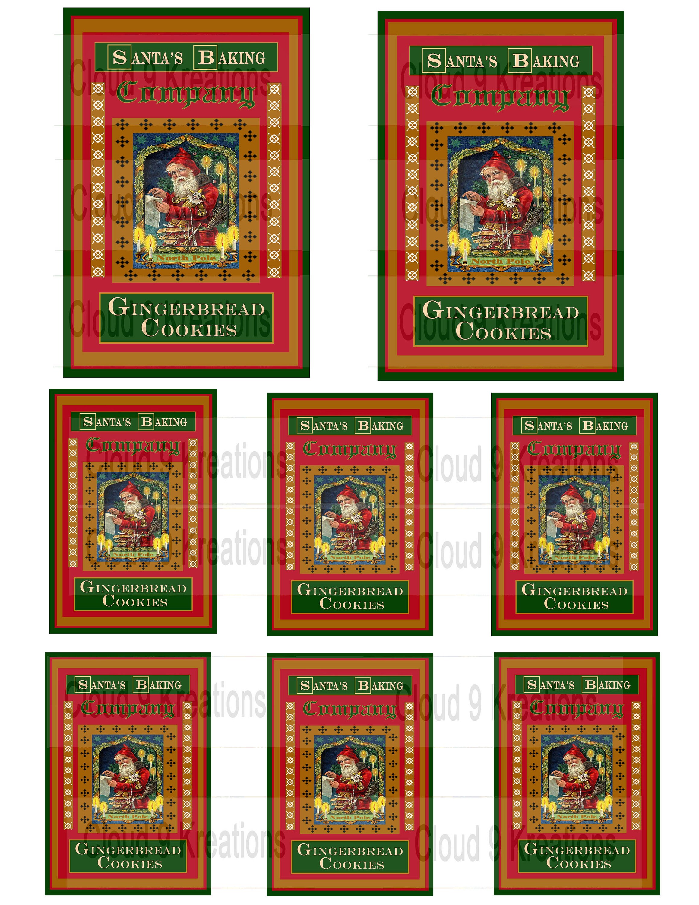 Christmas Gingerbread Cookie Labels, Gingerbread Cookie Labels, Vintage ...