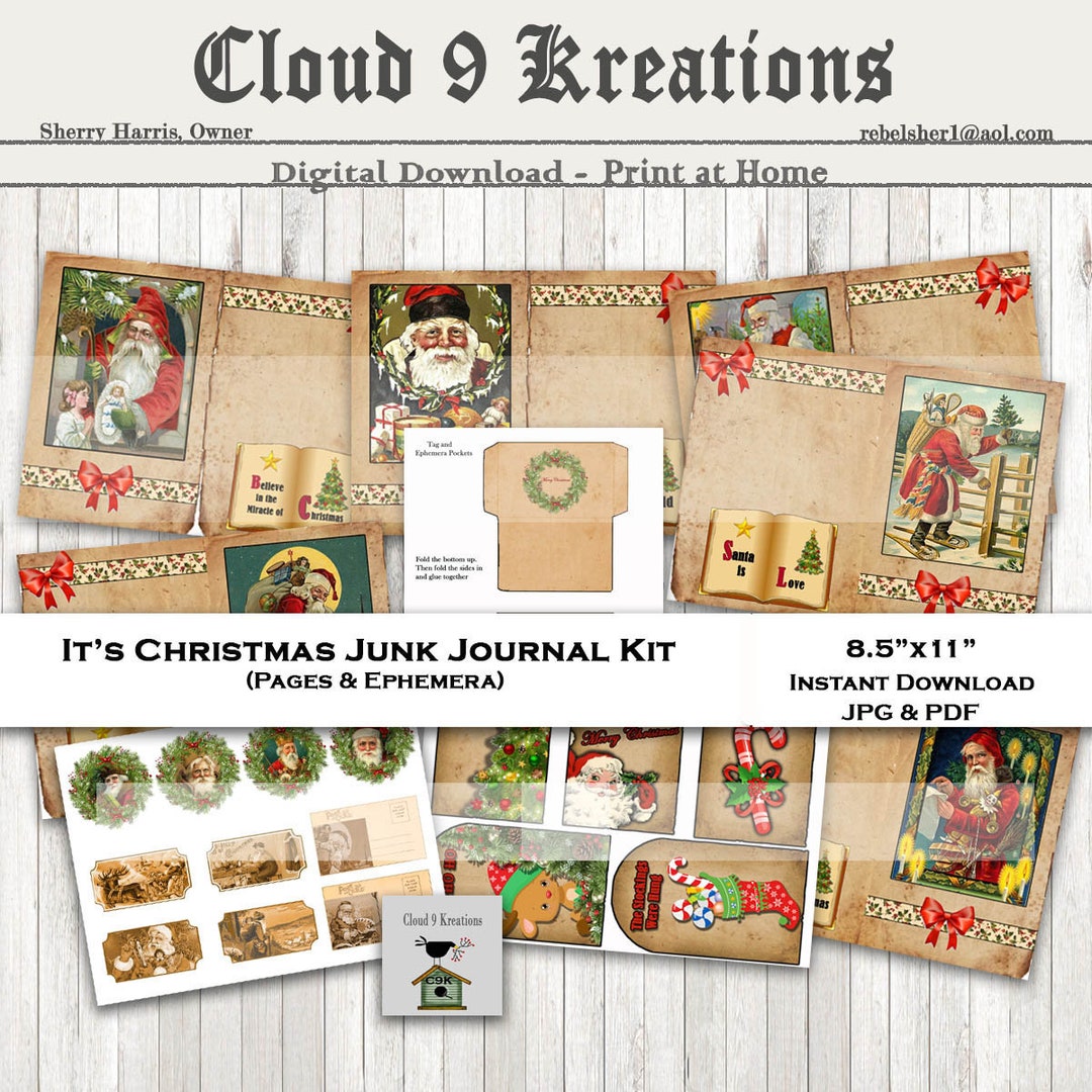 IT'S CHRISTMAS Junk Journal Kit Scrapbook Ephemera Collage Sheet ...