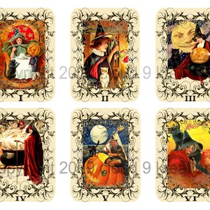 Halloween Witch Labels Digital Collage Sheet Printable Download Clipart