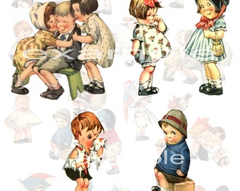 Charles Twelvetrees Vintage Chubby-Cheeked Kids . . . Hoja de collage digital