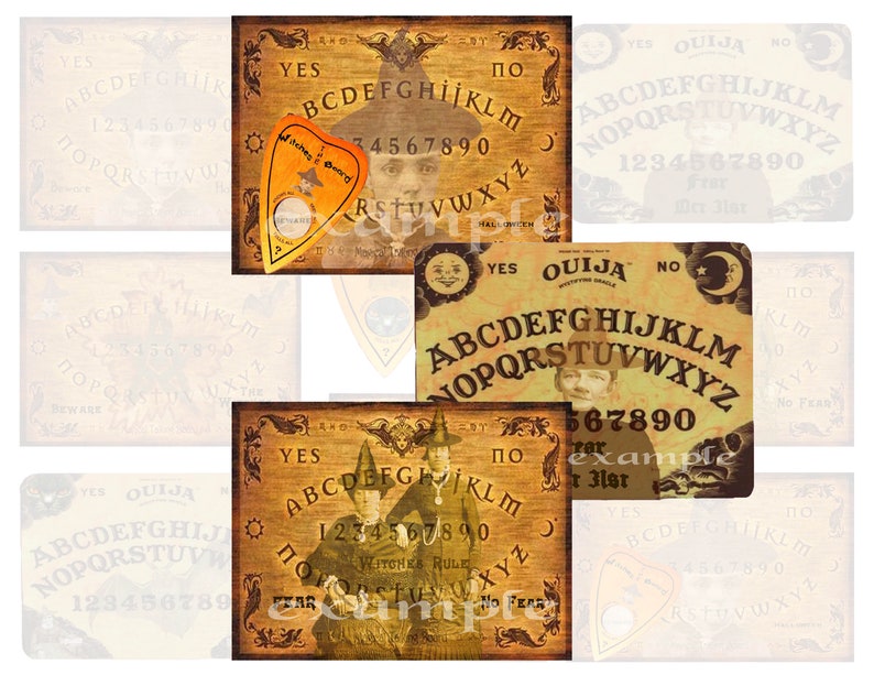 Halloween Witches and Ouija Boards, Halloween Stickers, Digital Collage Sheet, Digital Download, Halloween Witches, Printable Stickers image 2