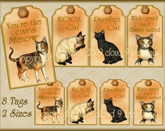 Cat Gift/Hang Tags Digital Collage Sheet