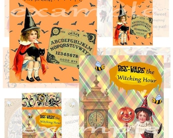 Halloween Witch Stickers, Witch Stickers, Halloween Stickers, Halloween Labels, Digital Stickers, Digital Witch Stickers