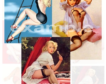 Vintage Blonde Pinups Digital Collage Sheet