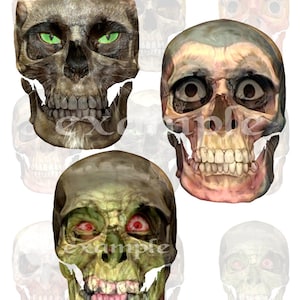 Halloween...Altered Skulls Digital Collage Sheet - Altered Art, Scrapbook, Cards, Tags Digital Download Printable Clipart