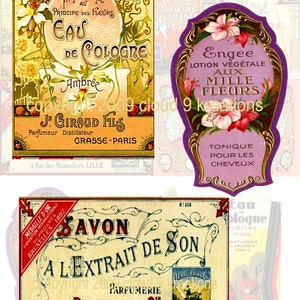 French Perfume & Soap Labels Digital Collage Sheet 1 Junk Joural Ephemera Scrapbook PDF JPG