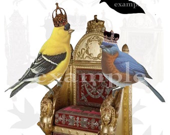 Royal Birds Digital Collage Sheet