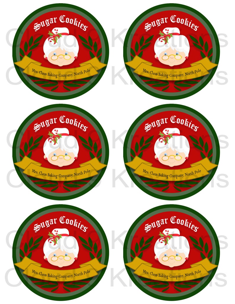 Christmas Sugar Cookie Labels Digital Collage Sheet Digital Etsy