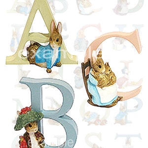 Beatrix Potter Alphabet (2) digitale Collage Blätter, Peter Rabbit