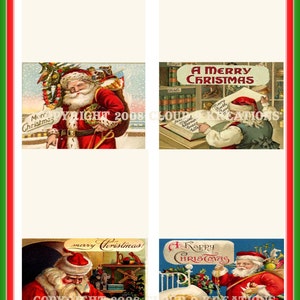Santa Gift Card Tags Digital Collage Sheet Digital Download Printable Clipart Christmas