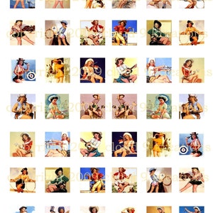 Western Cowgirl Pinups Inchies Digital Collage Sheet