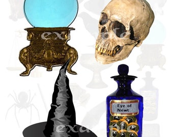 Halloween....Witch's Closet Digital Collage Sheet Digital Download Printable Clipart