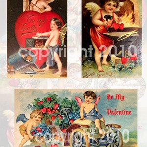 Vintage Cupid Valentines Digital Collage Sheet