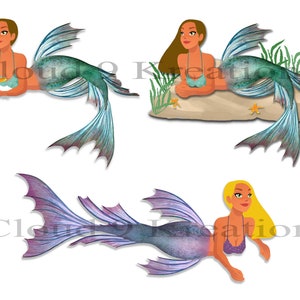 Mermaids Digital Collage Sheet 4