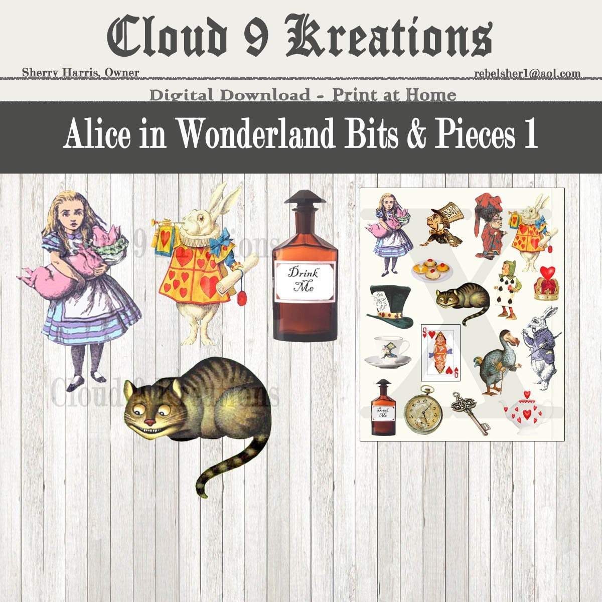 Alice in Wonderland Christmas Clip art Collage sheet Alice -  Portugal
