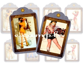 Cowgirl Pinups Gift/Hang Tags Digital Collage Sheet 2
