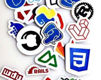Ontwikkelaarsstickers | Stickers voor back-end, front-end, framework en programmeertalen, mat of holografisch gelamineerd