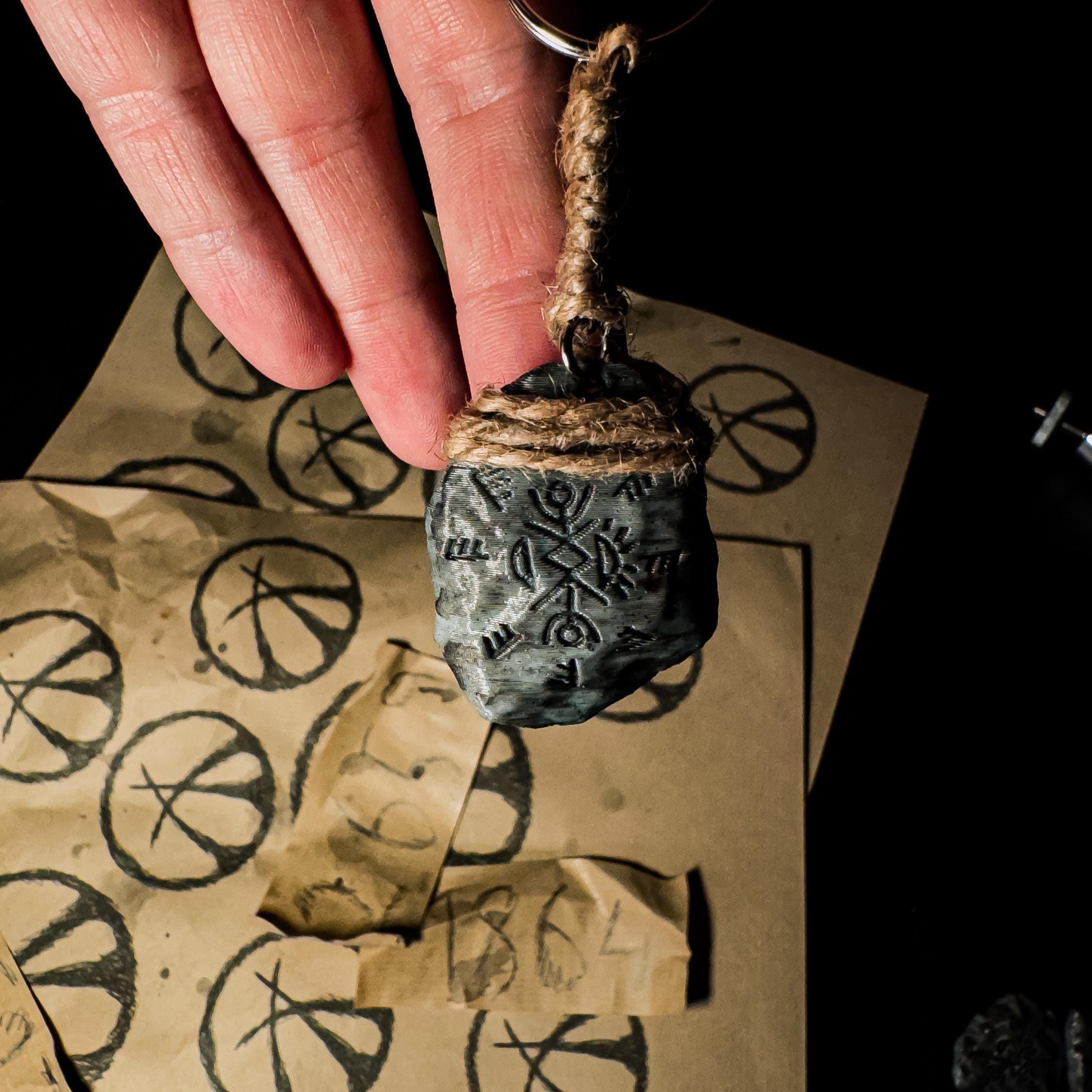 From Keychain Talisman, Occult Amulet Replica, Stone Effect Charm