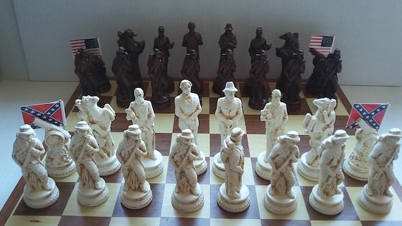CIVIL , WAR Chess set , Rosewood/Ivory Finishes